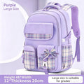 Protecting The Spine Ergonomics Elementary School Students Girls Checkered Backpack Large Capacity Lightweight Waterproof