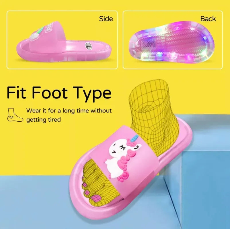 Kids Cartoon Unicorn Slippers Lighted Cute Toddler Shoes