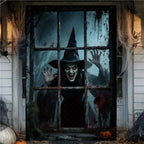 Scary Halloween Curtain Window Banner Horror Hanging Cloth Family Party Decoration Witch Zombie Ghosts Super Terrifying Backdrop