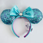 Disney Princess Headband Mickey Ear Rapunzel Sequin Bow Hair Hoop Birthday Gift Girl Accessories Halloween Gift Christmas Jack