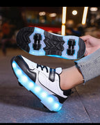 Light Up Roller Shoes Kids LED Sneakers USB Charge Sport Shoes