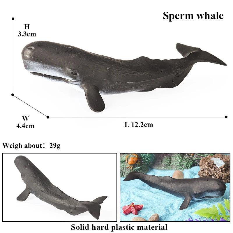 Oenux Ocean Life Animals Whale Dolphin Basking Shark Narwhal Tropical Fish Model Action Figures PVC Education Toy Kids Gift