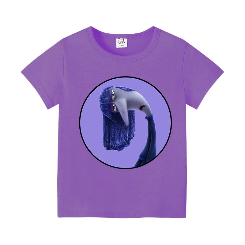 Inside Out 2 Joy Sadness Girls Boys Child T Shirt Clothes Tops Children's Clothing Summer Cute Short Sleeve Tee Kids Gift