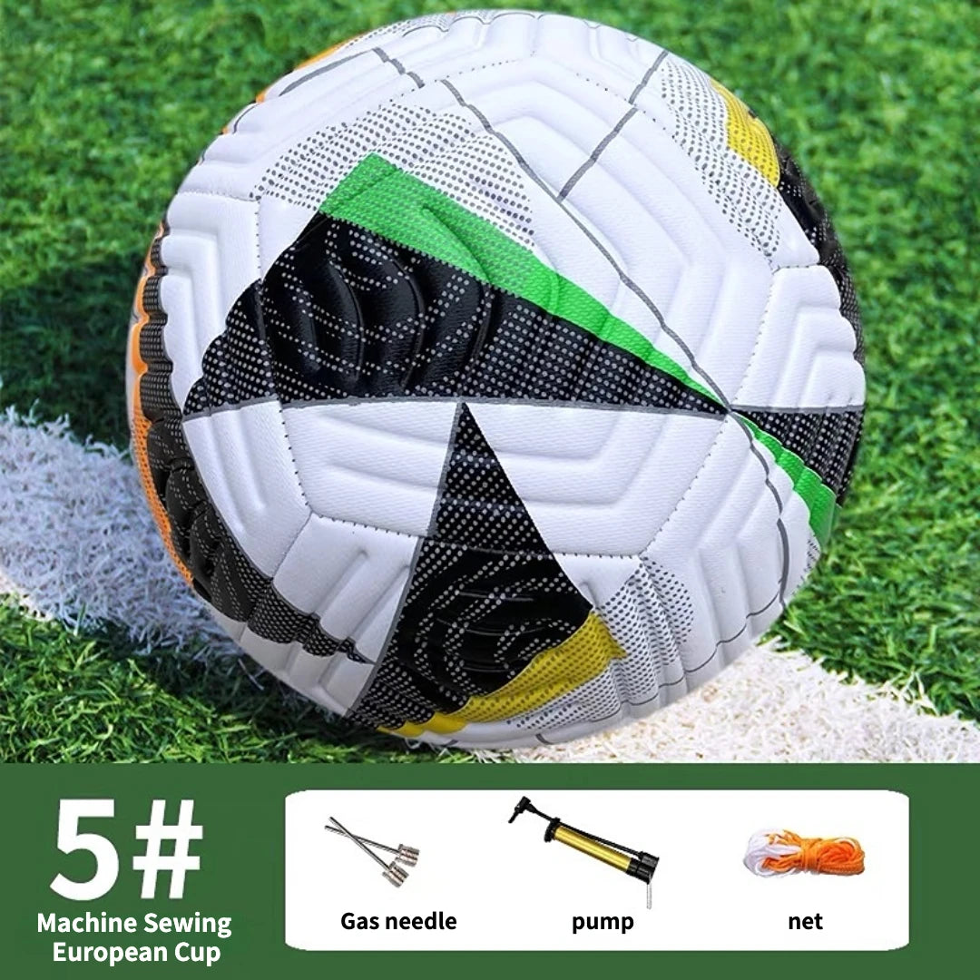 Soccer Ball Size 5 with Pump, Waterproof PU Leather - Professional Training & Official Match Ball, for Outdoor & Indoor Games