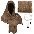 Medieval Vintage Hooded Shawl Scarf Cloak For Men Women Renaissance Halloween Tattered Layered Textured Frayed Cosplay Costume