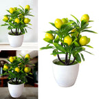 18cm*24cm Artificial Lemon Tree Potted Plastic Fake Flowers Plant Outdoor Yard Garden Balcony Plant Potted Home Floral Decor