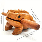 1PC Thailand Frog Wood Carving Ornaments Hand-carved Toad Creative Vocal Toys Solid Wood Toad Craft Scenic Souvenirs