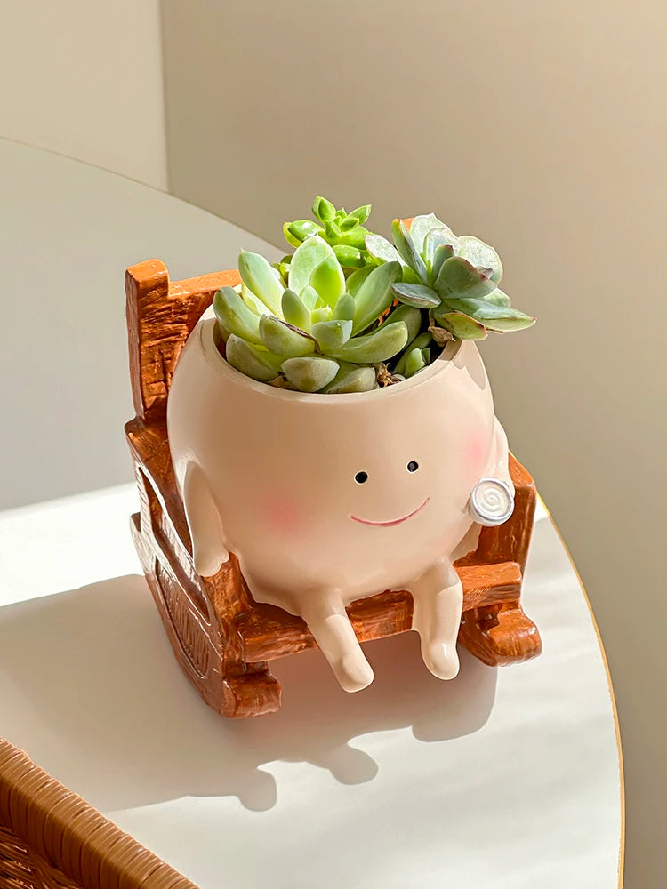 Smiling Face Swing Flower Pot for Succulents & Small Plants