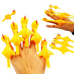 20pcs Novelty Sport Catapulted Ejection Chicken Toy Rubber Prank Flying Toy Slingshot Chicken Finger Toys Turkey Sticky