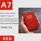 A7 specification 2026 English planner book, mini portable pocket daily schedule book, 64 sheets 128 page thin weekly calendar