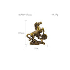 Brass Horse Step on Coins Lucky Statue Feng Shui Desk Ornament Zodiac Animal Figurines Miniatures Pure Copper Crafts Collections