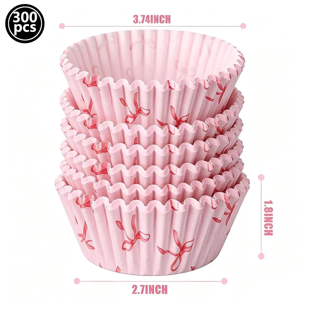 Pink Bow Cupcake Liners Coquette Bow Cupcake Wrappers Baking Cups for Baby Shower Wedding Bridal Showers Birthday Party Decors