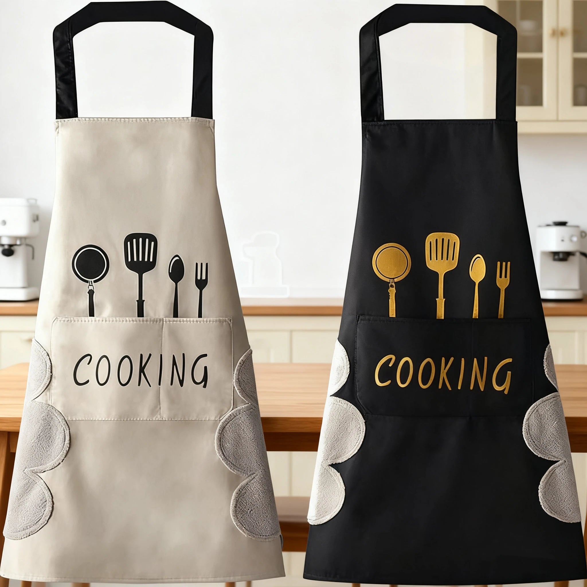 New Waterproof Oilproof Apron Kitchen Household Cooking Baking Apron for Men Women Lightweight and Durable with Hand Wiping