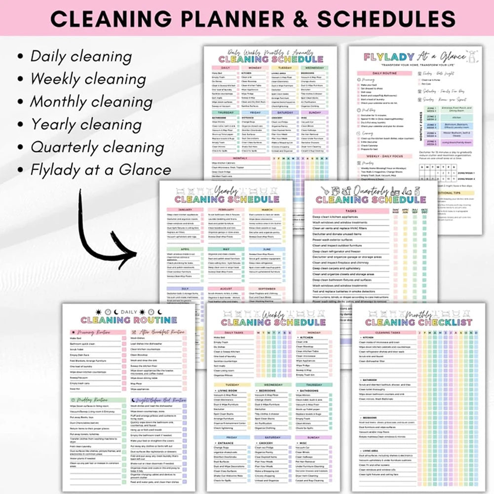 Daily Weekly Monthly Household Cleaning Planner Notebook Family Chore Chart Home Cleaning Task Schedule Organizer