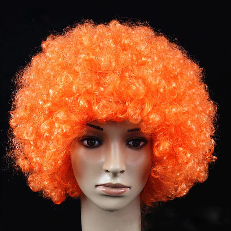 Women Curly Cosplay Wig Short Wavy Curly Hair Colorful Synthetic Wig For Daily Party Men Football Fan Wearing Kids Wigs