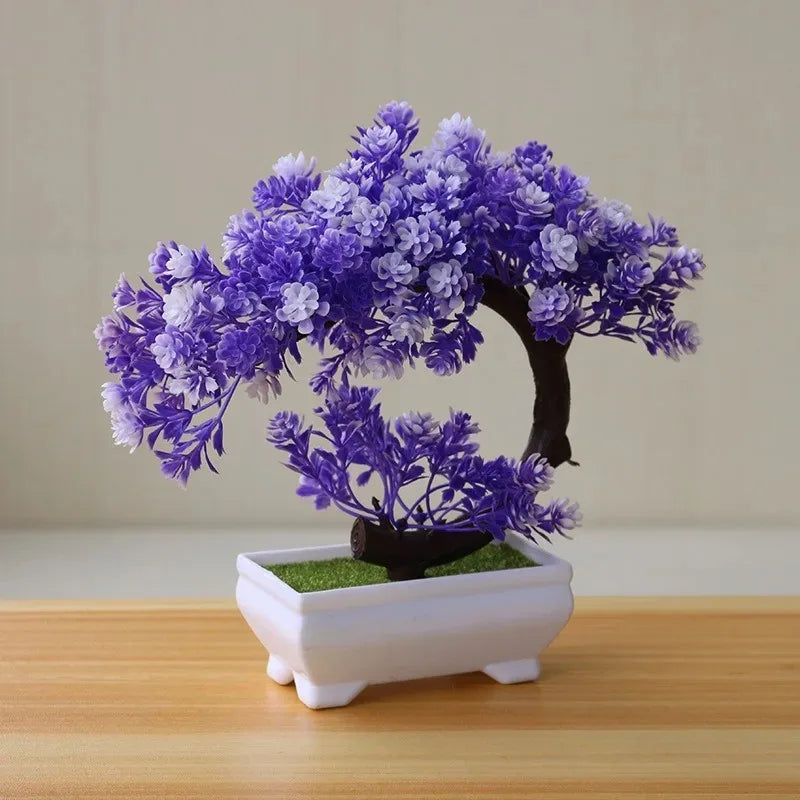 Artificial Plants Bonsai Simulated Tree Potted Fake Flowers Table Porch Potted Ornaments Home Wedding Decor Housewarming Gift