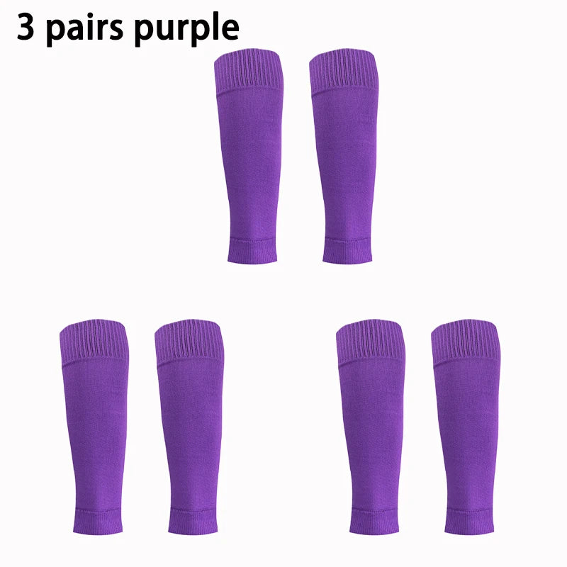 3 pairs New Football Socks Shin Pads Leg Cover Men Women Grip Cutsocks