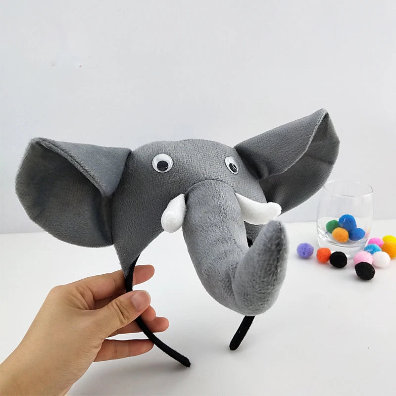 Animal Performance Elephant Hair Accessories Cosplay Halloween Party Decorative Headband Forest Style Xmas Elephant Headpiece