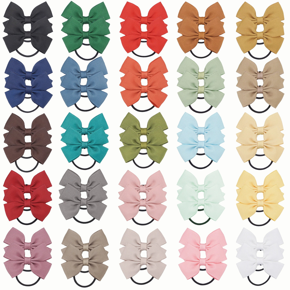 20/40/50 Pcs 2" Grosgrain Ribbon Pigtail Hair Bows Elastic Hair Ties Hair Bands Holders Hair Accessories for Baby Girls Infants