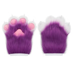Furry Faux Fur Fox Cat Paws Gloves Animal Fursuit Mittens Halloween Christmas Cosplay Costume Props