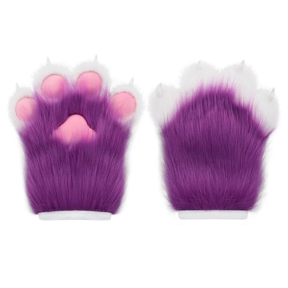 Furry Faux Fur Fox Cat Paws Gloves Animal Fursuit Mittens Halloween Christmas Cosplay Costume Props