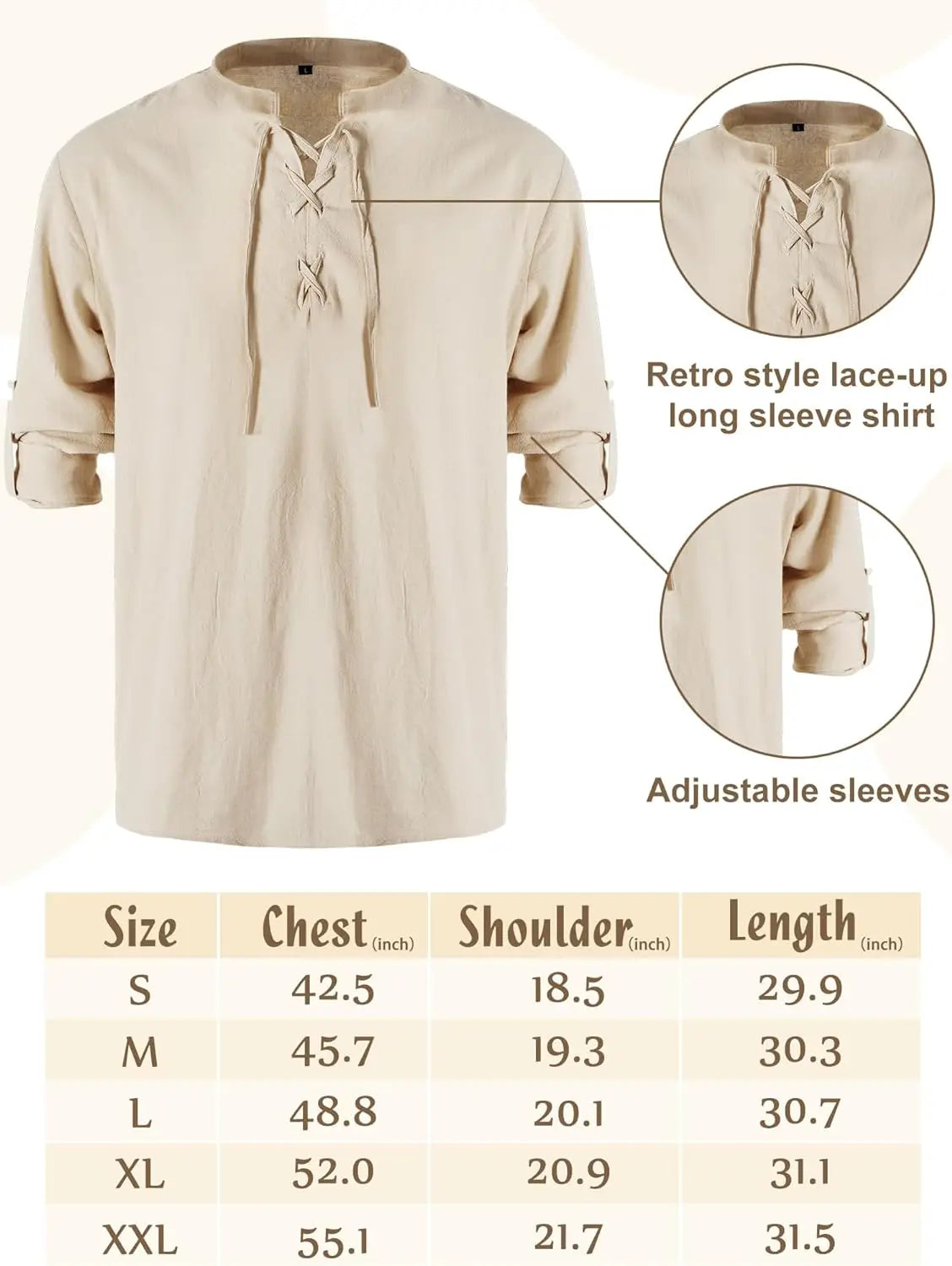 4 Pcs Halloween Men's Renaissance Costume Set Medieval Pirate Shirt Ankle Banded Pants Viking Belt Accessories
