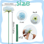 20CM 6Pcs Artificial Silk Blue Peony Flowers With Stems Fake Peony Bouquet  for Home Wedding Decoration Office Desks Ornament