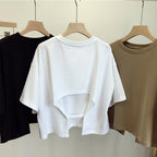 Summer New Ladies Casual Backless T-Shirt 2023 Korean Women Round Neck Loose Sweet Spicy Wind Short-Sleeved Crop Tops