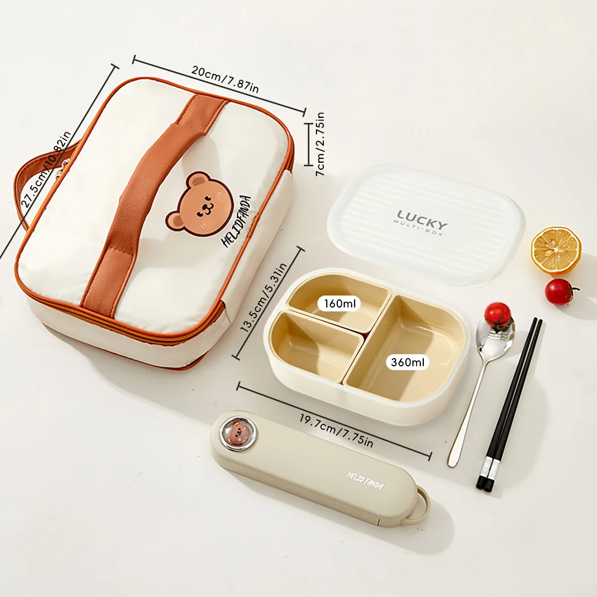 WORTHBUY Outdoor Portable Sealed Divided Food Container Detachable 3 Grids Plastic Lunch Box For Kids Student Microwave Safe