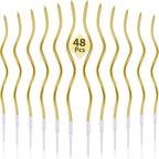6/12/48pcs/1case Birthday Candles Spiral Cake Candles  Long Thin Cake Candles For Wedding Party And Cake Decoration
