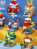 Mini ABS Self-Locking Bricks Street View Blocks Panda Coffee Ice Cream Flower Shop DIY Toy for Kids Girls Birthday Gift
