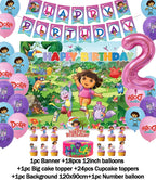Cartoon-Dora-The-Explorer Theme Kids Birthday Party Digital Balloon Banner Background Cake Topper Decoration Supplies Baby Gifts