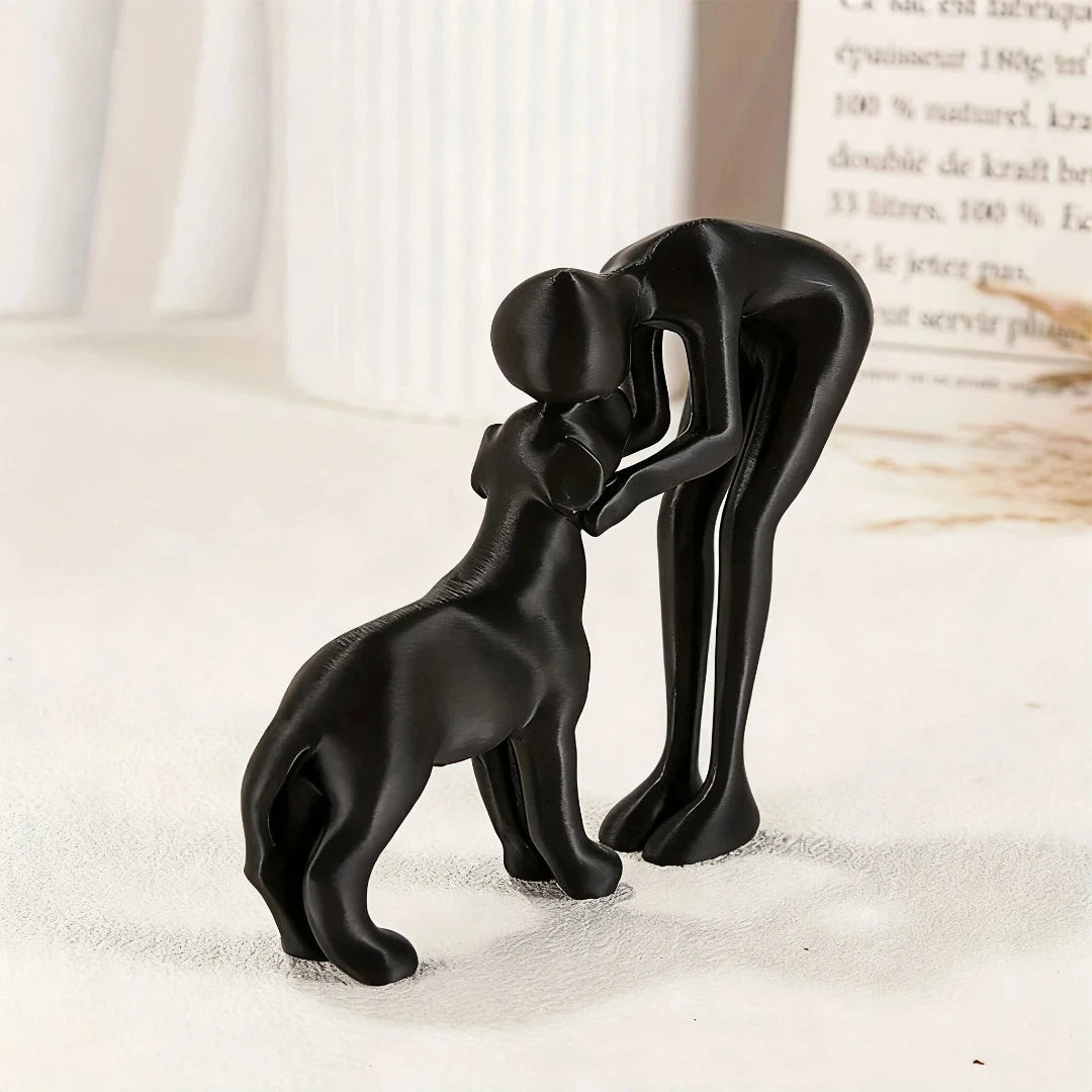 Abstract art companionship! Interactive human and pet figurines for home and office decor.