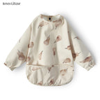 New Children Feeding Aprons Long Sleeve Baby Bib with Pocket Full Cover Baby Bibs with Pocket Waterproof Long Sleeve Bibs