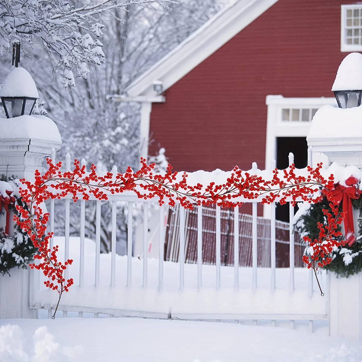 1pc 190cm Artificial Cranberry Vine, Christmas - Suitable for Dining Table, New Year Celebration, Engagement Party Decor