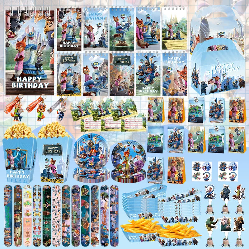 NEW Zootopia Party Favor Zootopia 2 Birthday Decoration Judy Nick Gary Party Supplies Zootropolis Coil Notebook Box Bag Card Kid