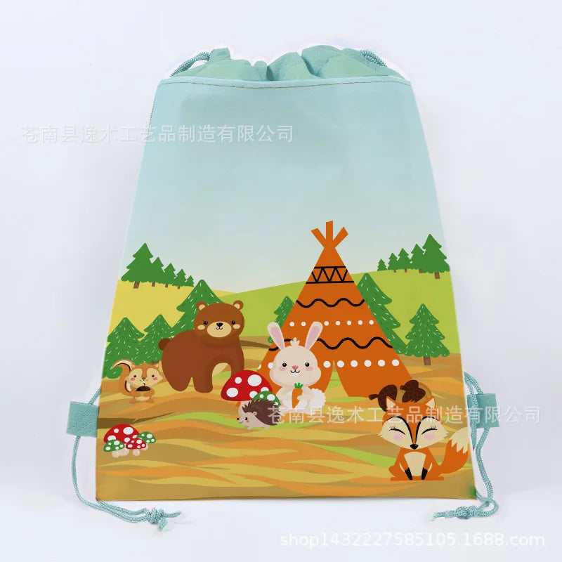1pc Non Woven Drawstring Bag Birthday Party Gift Bag for Boys Girls Shoulder Storage Bag Multiple Themed Parties to Choose from