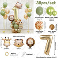 38pcs Wild Animal Balloon Tower with Gold 1-9 Number Balloon for Jungle Safari Birthday Party Decoration Forest Party Supply