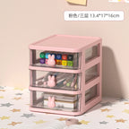 Clear Stacking Drawer Organizer - Multi-Tier PP Storage Box for Office/Beauty Products, Modular Desktop System (2-5 Layers)
