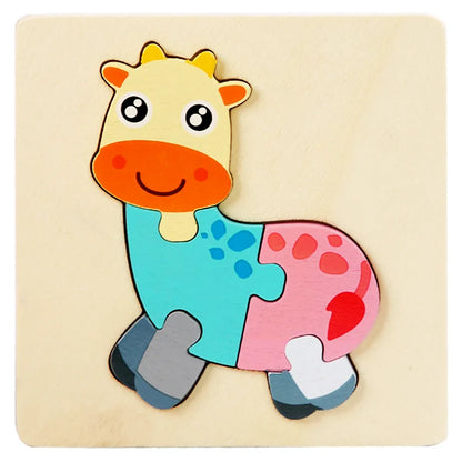 Wooden Montessori Animal Puzzle Colorful Educational Toy for Kids