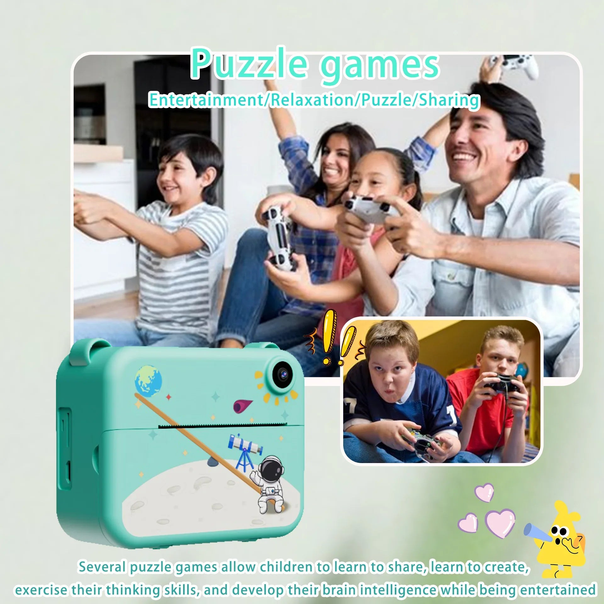 Kids Camera Digital Children Camera 1080P HD Mini Thermal Printer Video Recorder with Instant Print Photo Festive Gift for Kids