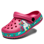 Kids Clogs Garden Shoes Boys Girls Unicorn Dinosaur Beach Flat Sandals Slippers Children Sandals Anti Skid Slipper Summer Hole