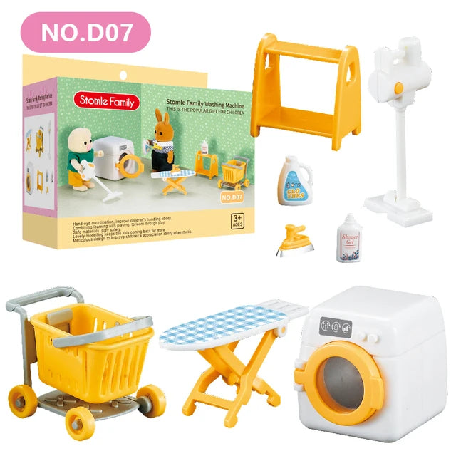 Forest Animal 1/12 Dollhouse Furniture Bedroom Kitchen Bathroom Set Miniature Simulation Dolls Accessories DIY Toys Girls