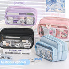 Clear Transparent Pencil Case, Large Capacity Multifunctional Stationery Storage Bag for School Students, Durable & Convenient