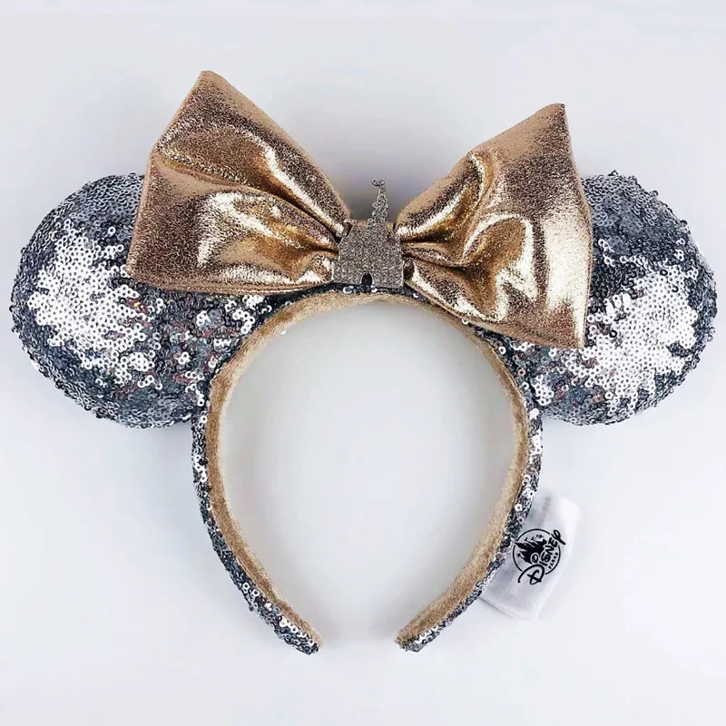 Disney Princess Headband Mickey Ear Rapunzel Sequin Bow Hair Hoop Birthday Gift Girl Accessories Halloween Gift Christmas Jack
