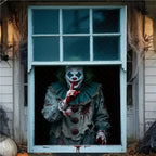 Scary Halloween Curtain Window Banner Horror Hanging Cloth Family Party Decoration Witch Zombie Ghosts Super Terrifying Backdrop