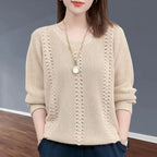 V-neck Knitted Sweater Autumn Popular Women's Clothing Foreign Style Inside with Solid Color Bottoming Shirt Top Jumpe Homme