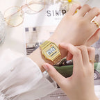 Rose Gold Digital Sports Watch – Retro Electronic Wristwatch