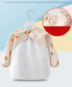 1PC Child Feeding Bib Waterproof Long Sleeve Apron Rice Pocket Feeding Blouse Toddler Bibs Children's Summer Thin Feeding Smock