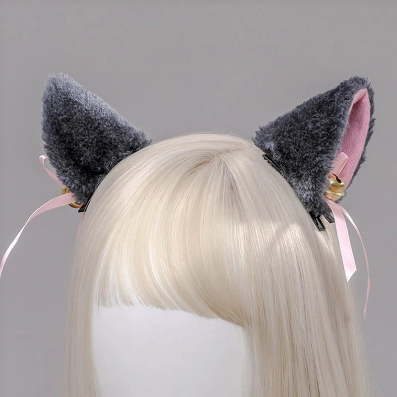 Anime Cat Ear Hairclip Cosplay Lolita Kawaii Kitten Headdress Cute Cartoon Animal Headwear Halloween Party Costumes  Accessories